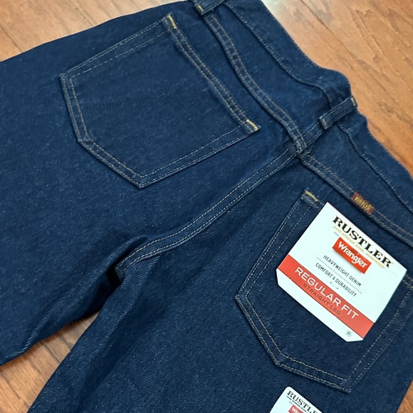 Rustler by Wrangler Heavyweight Dark Wash Regular Fit Straight Leg Jeans 29x30 - Picture 6 of 7